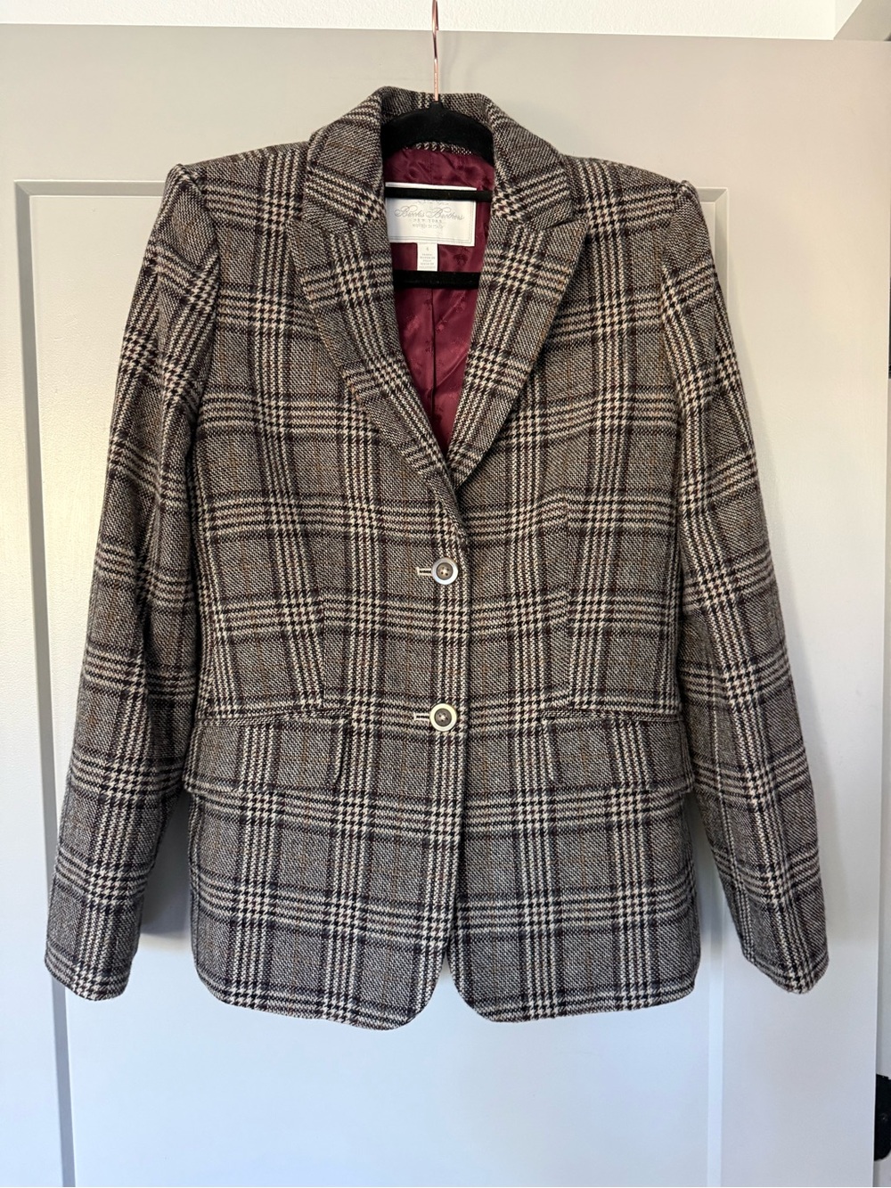 Brooks Brothers Peak Lapel Blazer Jacket in Glen Plaid Wool Moon Fabric Size 4 - Picture 2 of 16